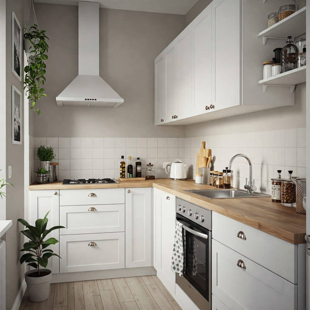 a compact apparment suitable kitchen for a small apartmental house