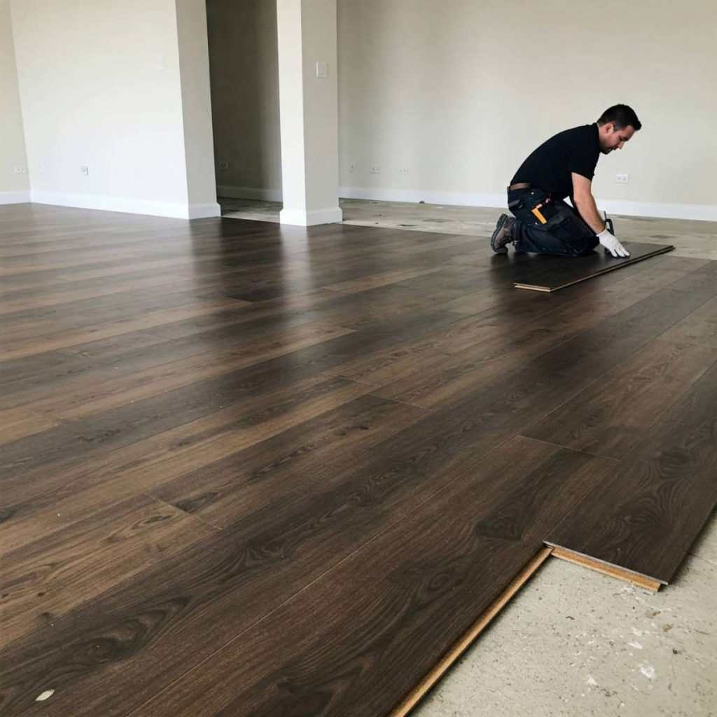 Laminate flooring installation project in a Chicago area home