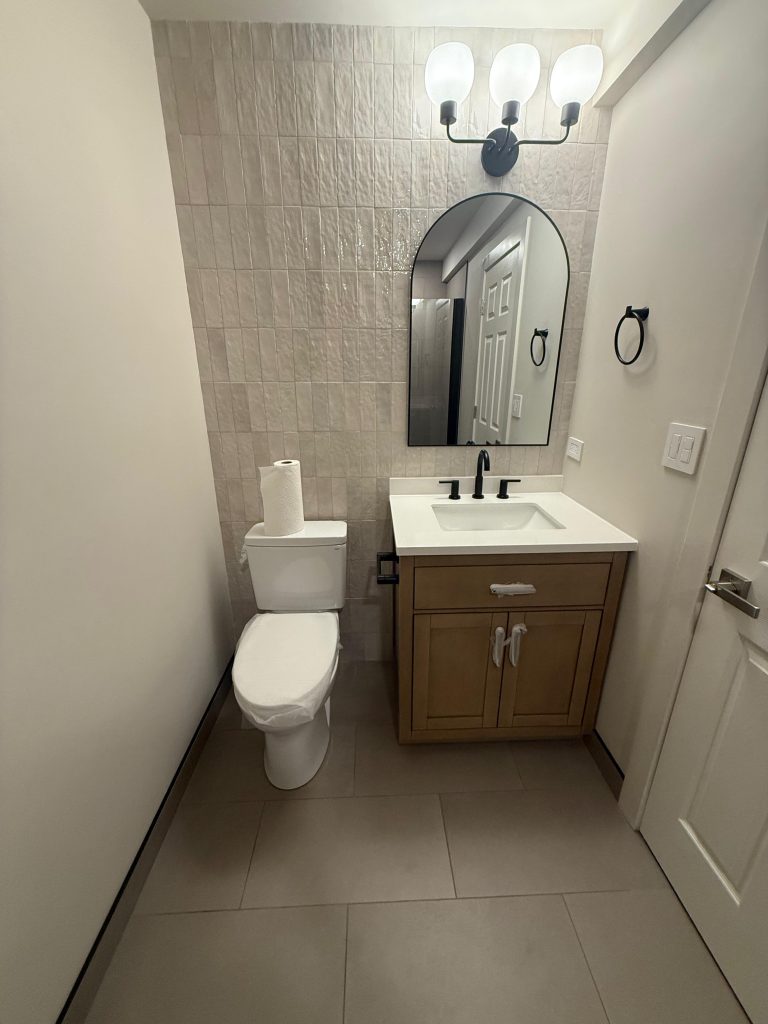 Finished bathroom remodel shower and tile work in Hoffman Estates